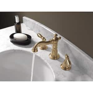 Victorian 8 in. Widespread 2-Handle Bathroom Faucet with Metal Drain Assembly in Champagne Bronze
