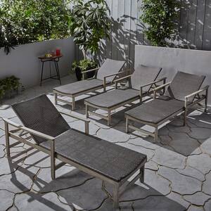 Hampton Light Grey 4-Piece Wood Outdoor Chaise Lounge