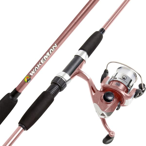 Black and Pink 6 ft. 6 in. Fiberglass Fishing Rod and Reel Combo Portable  2-Piece Pole with 3000 Aluminum Spinning Reel 905565XXP - The Home Depot