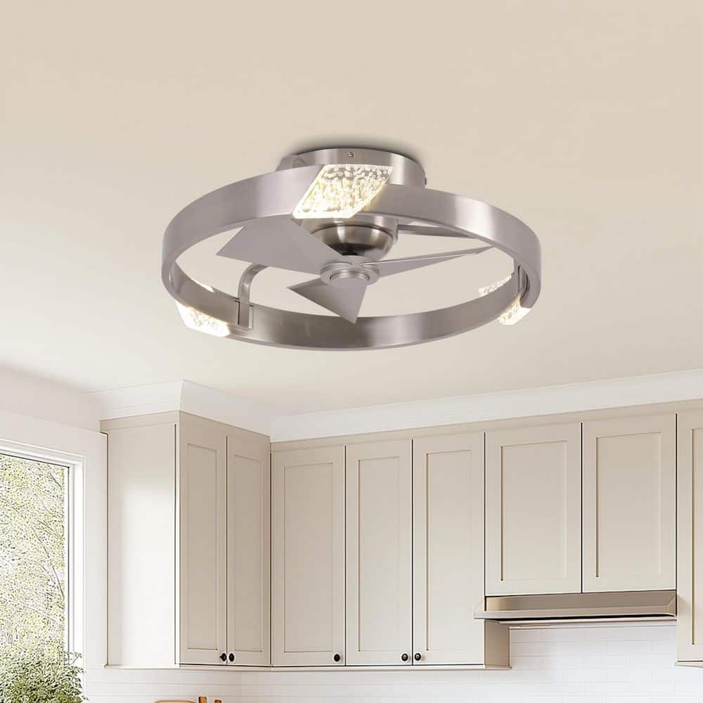 20 in. Indoor Modern Sand Nickel Flush Mount LED Ceiling Fan with Lights and 6-Speed Remote Control price history on PriceWatchPro