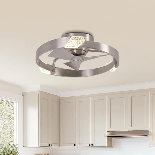 20 in. Indoor Modern Sand Nickel Flush Mount LED Ceiling Fan with Lights and 6-Speed Remote Control