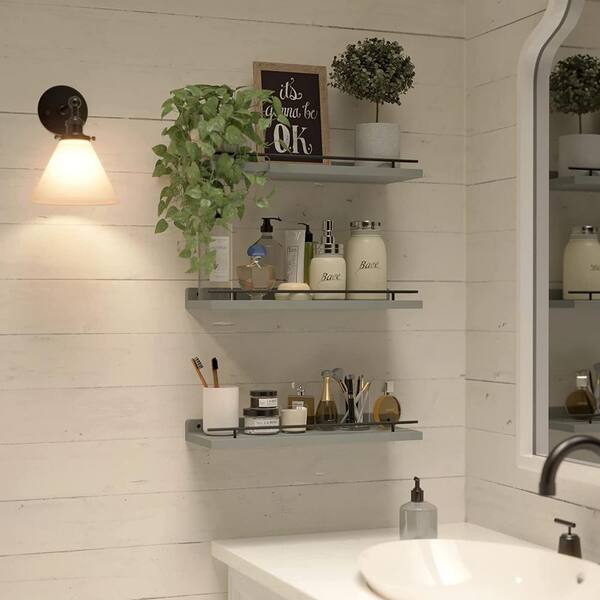 Farmhouse Bathroom Set 3 Wooden Shelves Shelf Floating 