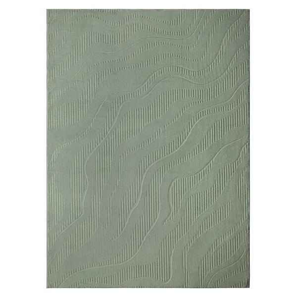 Lane Painterly Wave Washable Indoor 5 ft. x 7 ft. Sage Green Polyester Area Rug