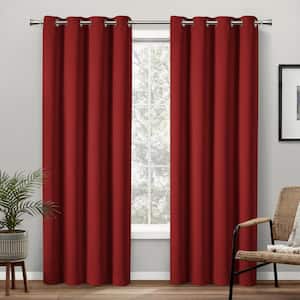Academy Chili Red Solid Blackout Grommet Top Curtain, 52 in. W x 63 in. L (Set of 2)