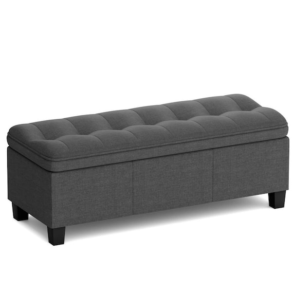 Grey Entry Bench LACOO 47 in. Light Gray Entryway Bench with Cushion Storage Ottoman ...