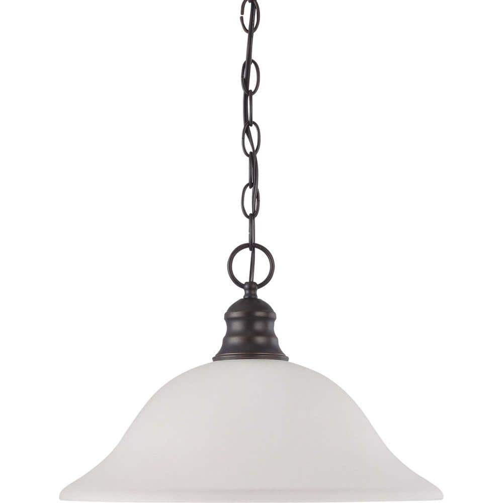Mahogany Bronze 16" Glass Pendant Light with Frosted Shade