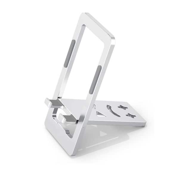 Yichuhaoxi Portable Phone Stand with Adjustable and Foldable Aluminium Phone Holder Office Desk Accessories Stand Fits Silver