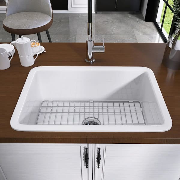 Zeafive Arco 27 in. White Kitchen Sink Drop-In / Undermount Dual