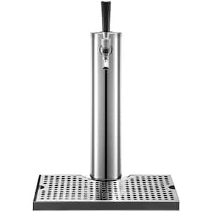 Beer Tower Silver Single Faucet Kegerator Tower 304-Stainless Steel Beer Dispenser Tower with Drip Tray for Home and Bar
