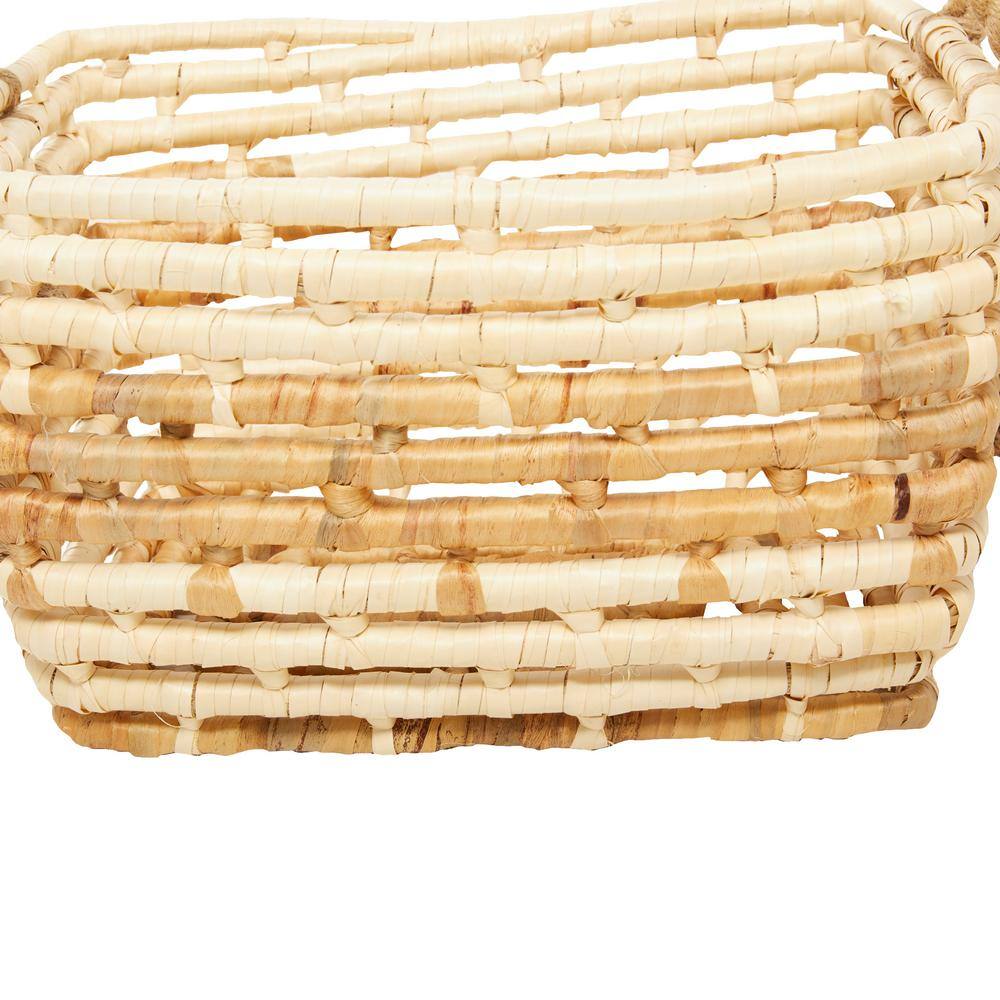 Natural Seagrass Rectangular Storage Baskets with Wooden Handles, Set of 3