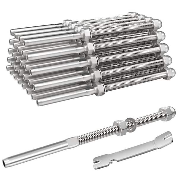 Afoxsos 30 Pack 6 Long 1/8 Swage Threaded Terminal T316 Stainless Steel for Cable Railing 2 x 2, 4 x 4 Wood Metal Posts