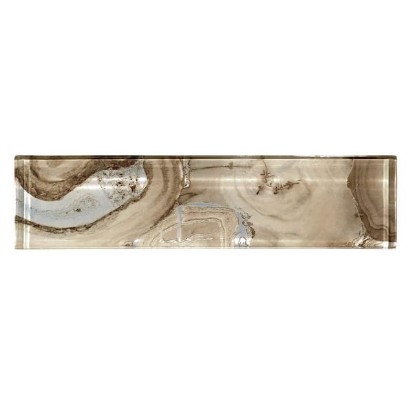 ANDOVA Myst Qanyon Beige 3-in. x 12-in. Subway Agate Inspired Polished Glass Wall Tile (3.75 sq. ft./box)