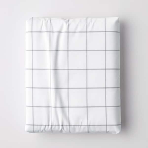 The Company Store Block Plaid Gray 200 Thread Count Yarn-Dyed Cotton Percale Twin Fitted Sheet