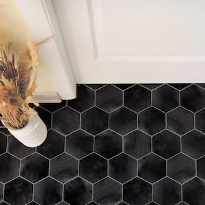Industrial Hex Black 8-1/2 in. x 9-7/8 in. Porcelain Floor and Wall Tile (4.05 sq. ft./Case)
