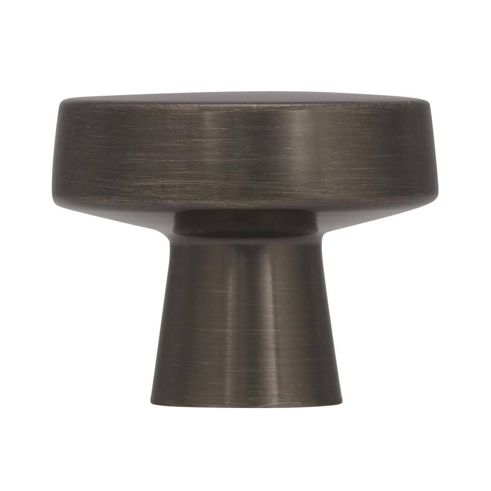 Gunmetal Round Modern Industrial Cabinet Knob with Mounting Hardware