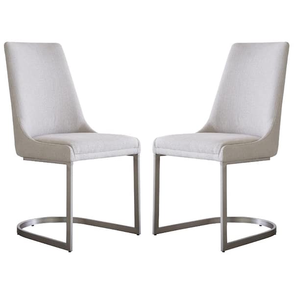 Benjara Gray Fabric Padded Back Dining Chair (Set of 2)