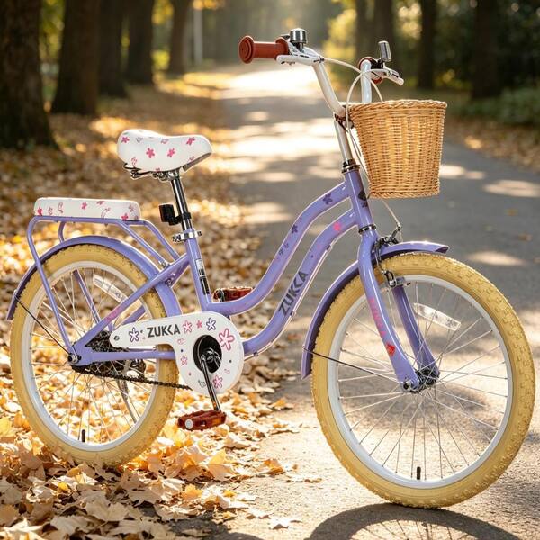 Durable 20 in. Purple Carbon Steel Outdoor Kids Bike with Cute