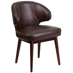 Faux Leather Cushioned Side Chair in Brown