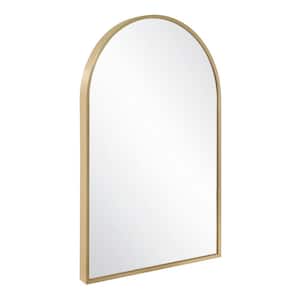Maeve 24 in. W x 36 in. H Arched Modern Metal Framed Wall Mounted Bathroom Vanity Mirror in Brushed Gold