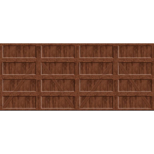 Bridgeport Steel Design A 16 ft. x 7 ft. Insulated 12.9 R-Value Wood-Look Dark Finish Garage Door without Windows