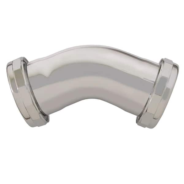 JONES STEPHENS 1-1/2 in. 22-Gauge Brass 45-Degree Chrome Plated Double Slip-Joint Elbow for Sink Drainage