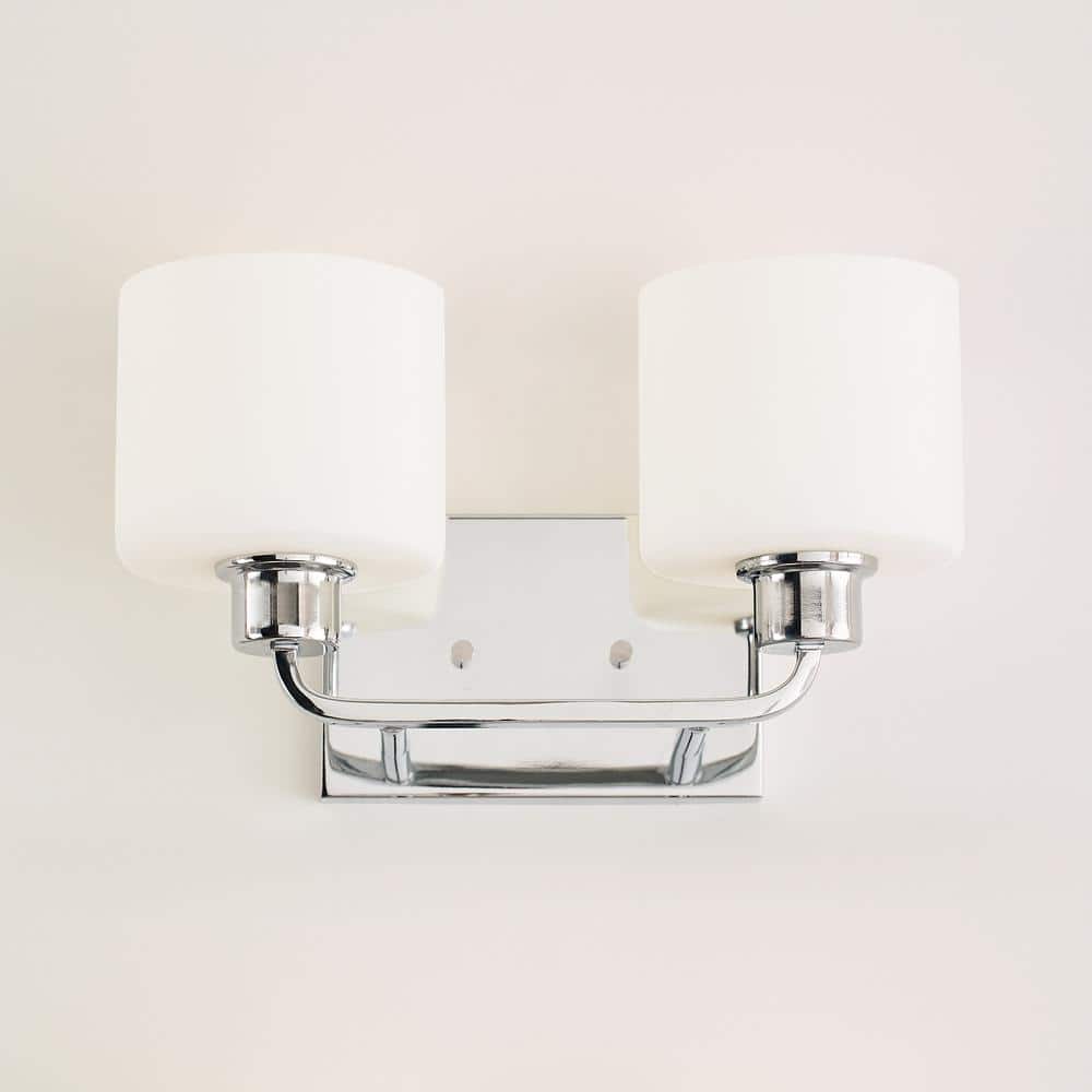Canfield Chrome 2-Light Wall Sconce with Etched Glass Shade