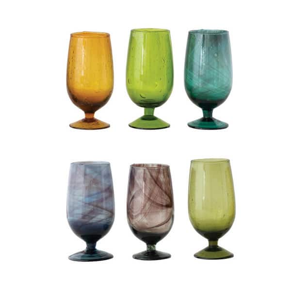 Storied Home 25 oz. Multicolor Hand Blown Stemmed Wine Glass (Set of 6)