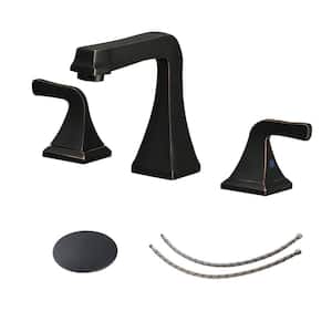8 in. Widespread Double Handle Bathroom Faucet With Pop-up Drain Assembly in Oil Rubbed Bronze