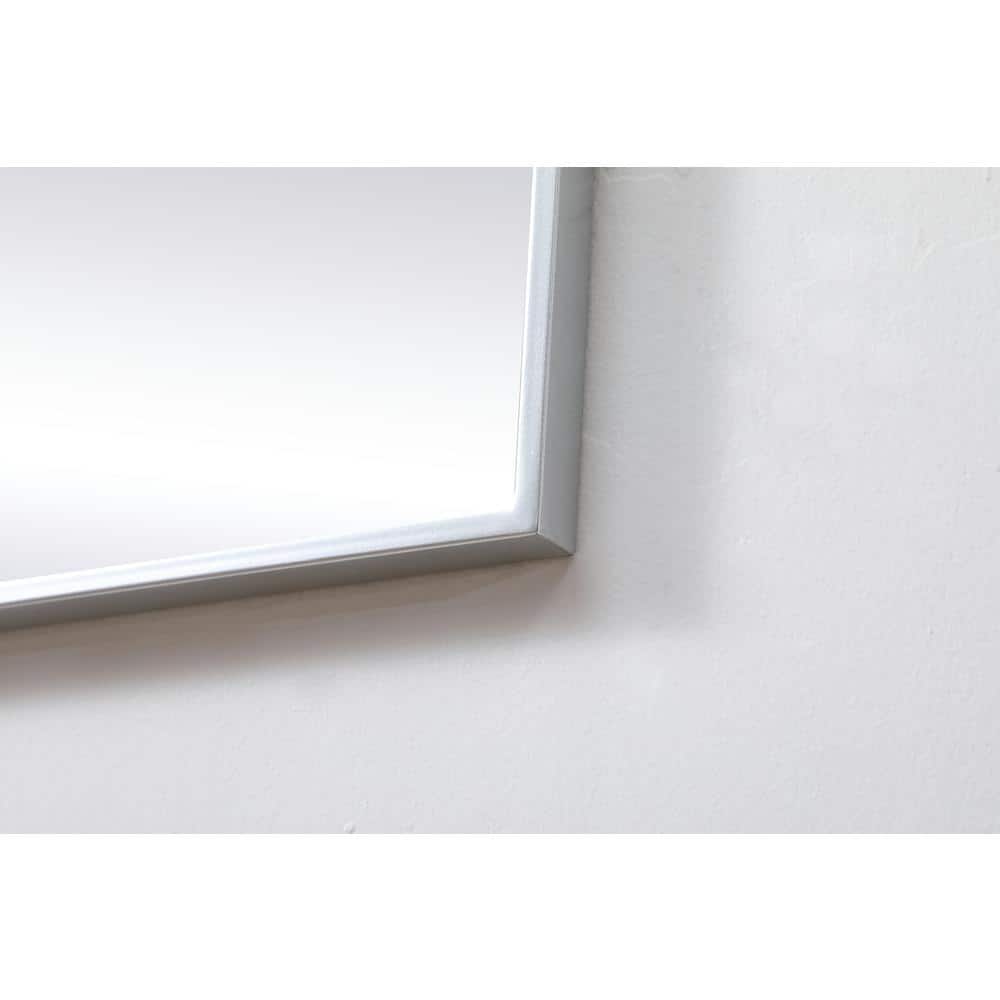 Modern Silver Metal Frame Square Bathroom Mirror 24 inch