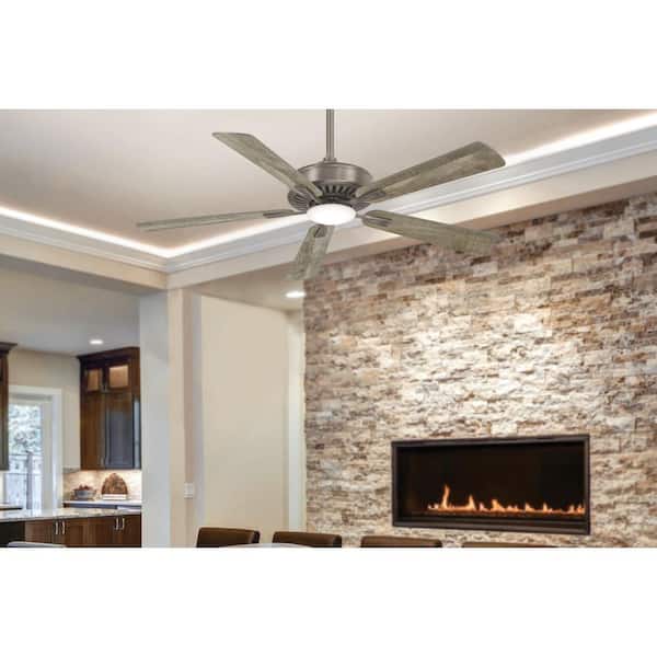Contractor 52 in. Integrated LED Indoor Burnished Nickel Ceiling Fan with Light with Remote Control