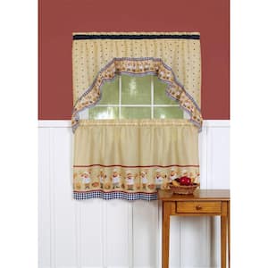 Cucina Multi-Color Polyester Light Filtering Rod Pocket Tier and Swag Curtain Set 57 in. W x 24 in. L