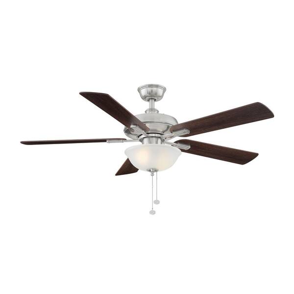 Hampton Bay Larson 52 In Led Brushed Nickel Ceiling Fan With Light Kit Al420 Bn The Home Depot Hampton Bay Larson 52 In Led Brushed, Home Depot Hampton Bay Ceiling Fan