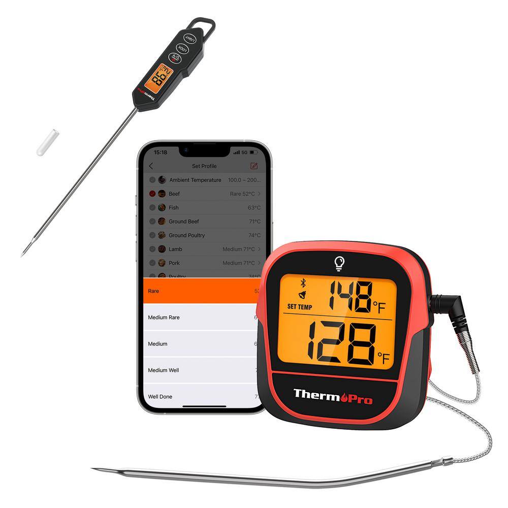 ThermoPro Bluetooth Meat Thermometer with InstantRead Meat Thermometer
