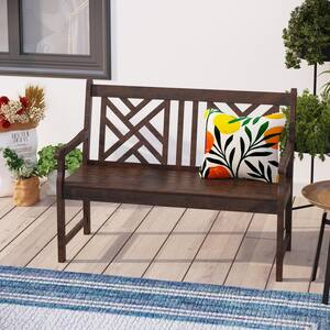 46.9 in. Acacia Wood Patio Brown Beach with Backrest and Armrests