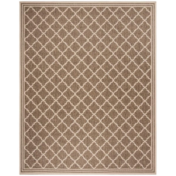 SAFAVIEH Beach House Beige/Cream 8 ft. x 10 ft. Trellis Indoor/Outdoor Patio  Area Rug