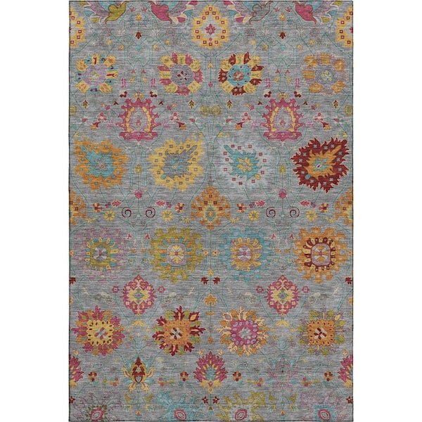 Mayfield Premium Machine Washable Abstract AMF2288 Gray 10 ft. x 14 ft. Area Rug