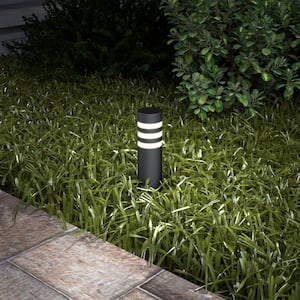 C7 Low-Voltage Black Modern 150 Lumens Hardwired Integrated LED Outdoor Garden and Pathway Bollard Light