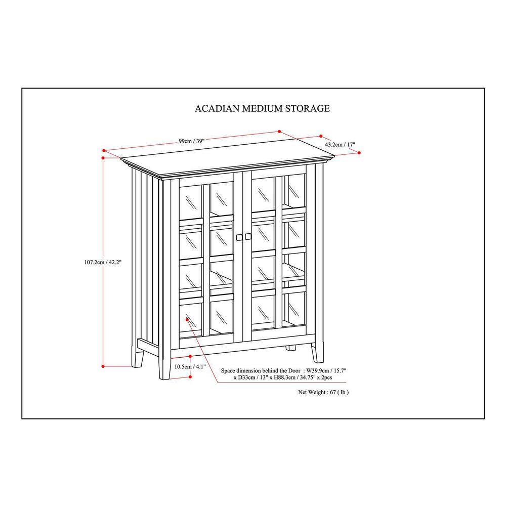 Acadian 39" Brunette Brown Solid Wood Medium Storage Cabinet