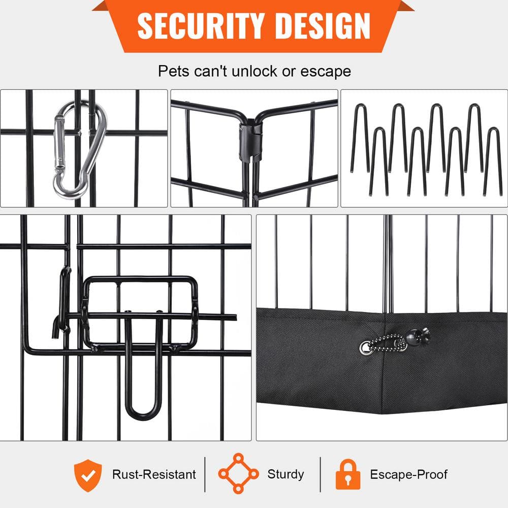 VEVOR 24" Foldable Metal Dog Playpen with Bottom Pad