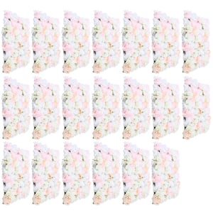 Pink and White 23.6 in. x 15.7 in. Artificial Floral Wall Panel Silk Rose Backdrop Decor (20-Pieces)
