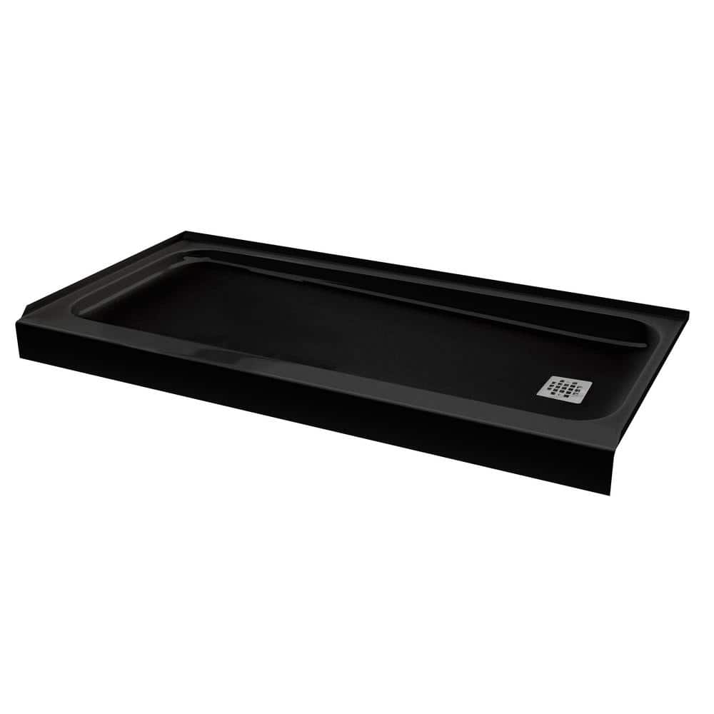 ShowerCast 60 in. x 30 in. Single Threshold Shower Pan Matte Black Includes