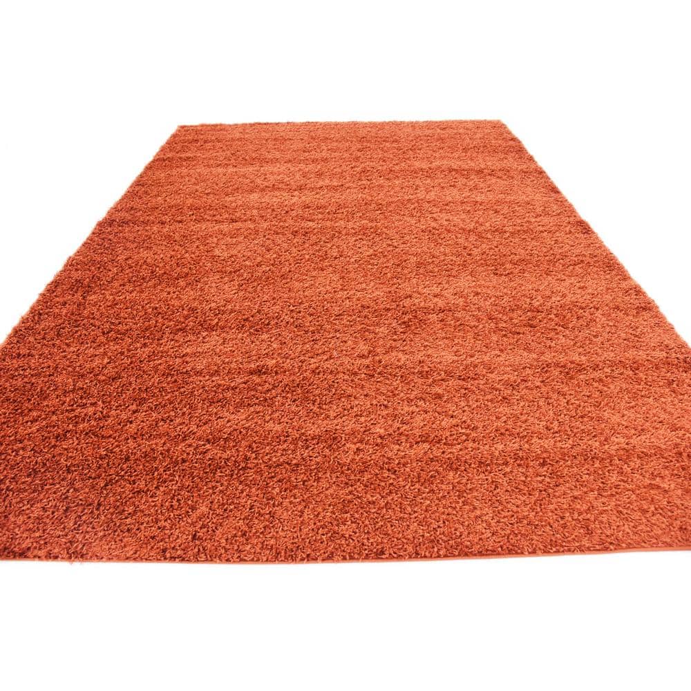 Kid-Friendly Reversible Shag Area Rug in Vibrant Red and Orange