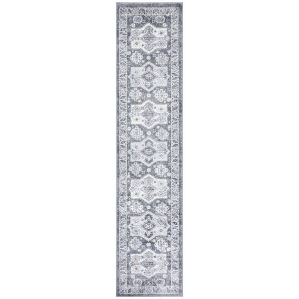 Toscana 2 ft. x 9 ft. Gray/Dark Gray Tribal Runner Rug