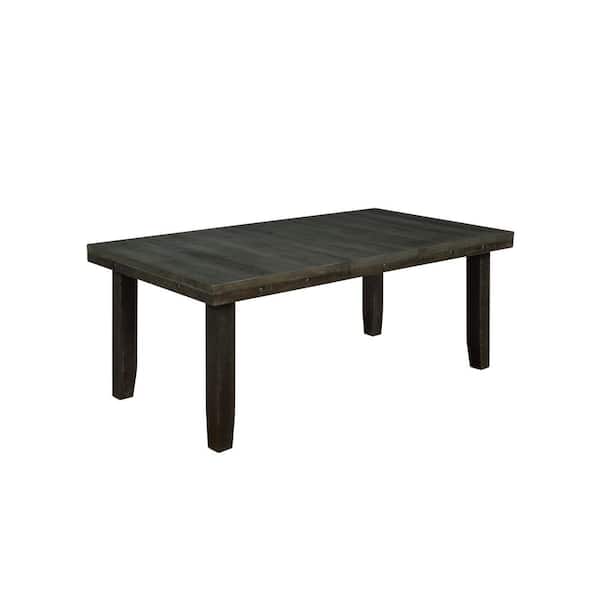 Best Quality Furniture Selina Rectangle Rustic Dark Oak Solid Wood Top 40 in. 4 Legs Dining Table Seating 6.