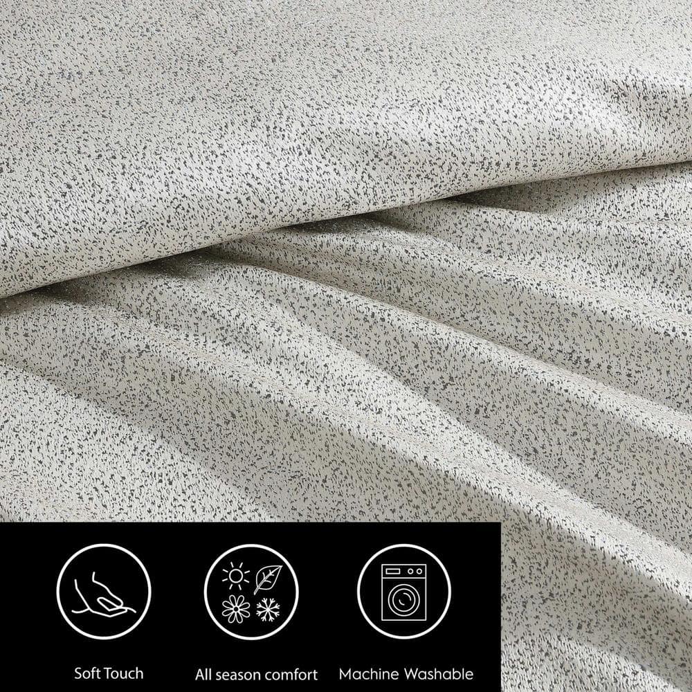 Gray Organic Cotton Queen Comforter Set with Reversible Design