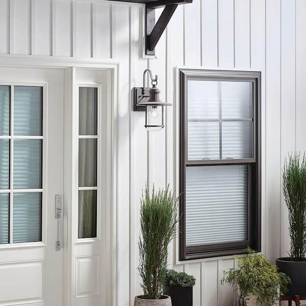 Riverwood 16.75 in. 1-Light Weathered Zinc Outdoor Hardwired Wall Lantern Sconce with No Bulbs Included (1-Pack)