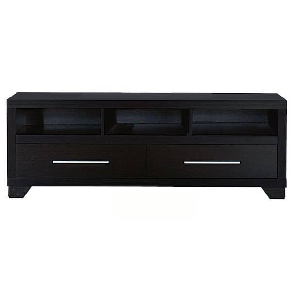 Benjara 60 in. Black Wood TV Stand with 2 Drawer Fits TVs Up to 55