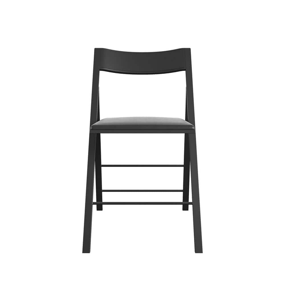 Cosco 2pk Modern Slim Line Vinyl Padded Folding Chairs Black