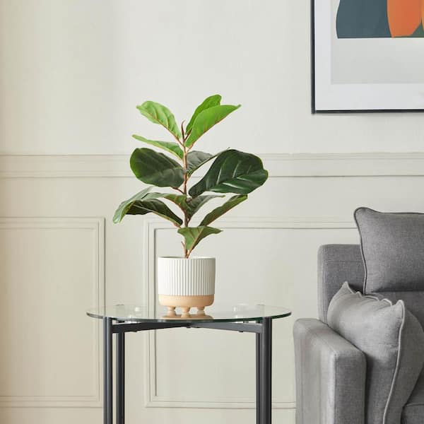 Unbranded 21 in. Green Artificial Fiddle Leaf Plant in Ceramic Pot