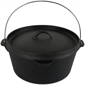 Cast Iron 8 qt. Round Cast Iron Dutch Oven in Black with Lid